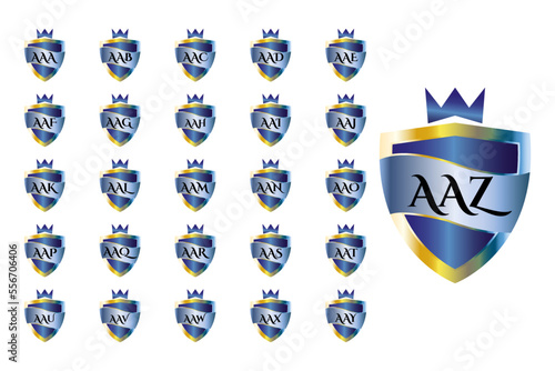 AAA to AAZ collection of shield logos with three capital letters
