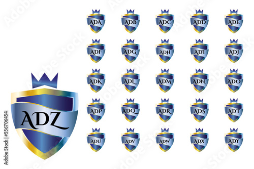 ADA to ADZ collection of shield logos with three capital letters