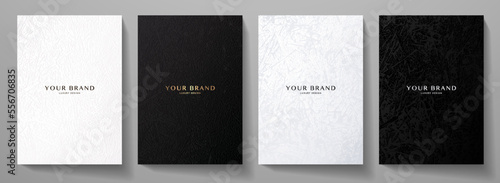 Premium cover design set. Background with abstract pattern. Vector in black, white colors for business background, brochure template, planner, flyer a4, backdrop for presentation
