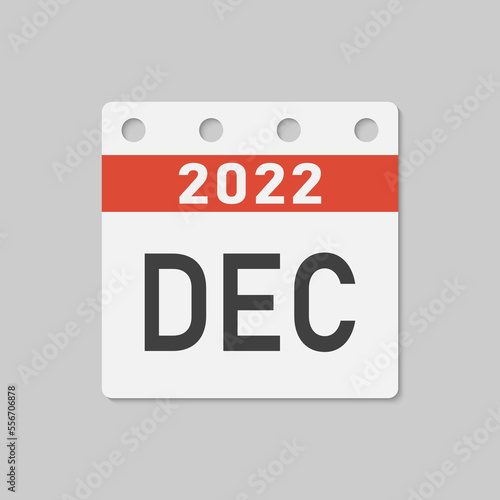 Icon page calendar - 2022 year, month December