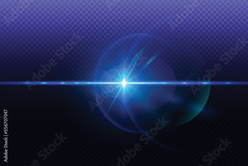 Blue lens line realistic black background with png