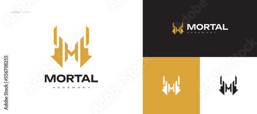 MH or HM Monogram Logo Design in Luxury Gold Style. Initial H and M Logo for Business or Fashion Brand Identity