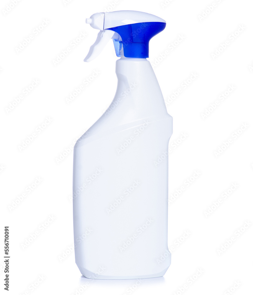 White bottle spray cleaning washing detergent on white background isolation White bottle spray cleaning washing detergent on white background isolation