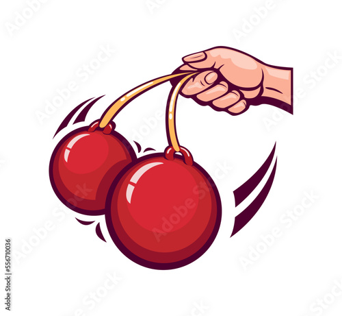 Clackers Ball or Latto latto traditional toy symbol mascot logo cartoon illustration vector