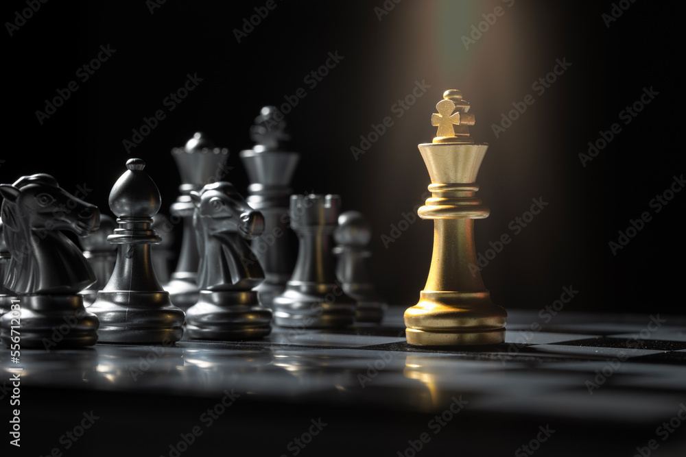 The chess king on the board is fighting with the opponent. business concept success concept The chess king on the board is fighting with the opponent. business concept success concept