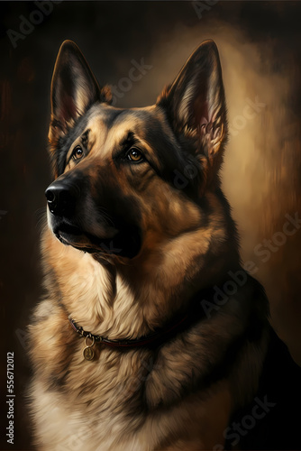 oil painting of a german shepherd dog, illustration digital generative ai design art style