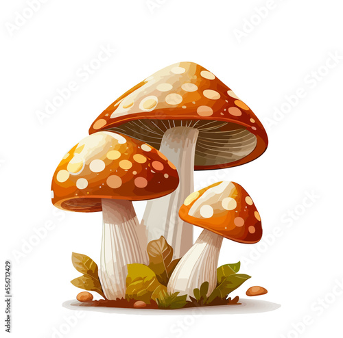 Cartoon mushrooms. Vector illustration, print for background, print on fabric, paper, wallpaper, packaging.