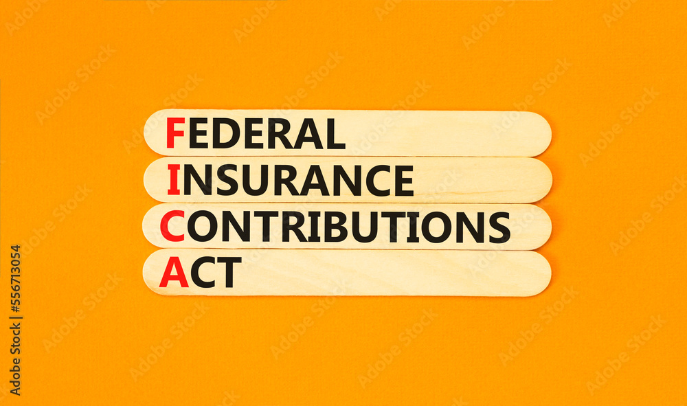 FICA symbol. Concept words FICA federal insurance contributions act on wooden stick on beautiful orange background. Business FICA federal insurance contributions act concept. Copy space. FICA symbol. Concept words FICA federal insurance contributions act on wooden stick on beautiful orange background. Business FICA federal insurance contributions act concept. Copy space.