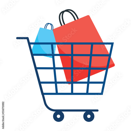 Shopping cart icon in flat style 