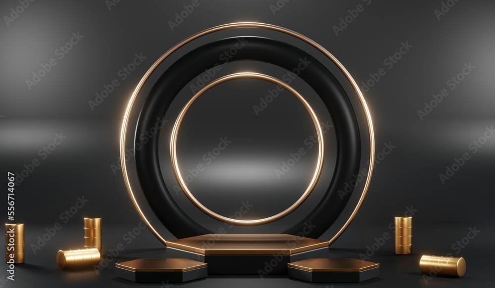 3D rendering of blank product background for cream cosmetics Modern black podium background 3D rendering of blank product background for cream cosmetics Modern black podium background