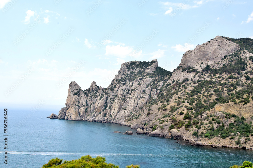 Crimea Peninsula, Novy Svet, landscape overlooking the Black Sea from Cape Kapchik Crimea Peninsula, Novy Svet, landscape overlooking the Black Sea from Cape Kapchik