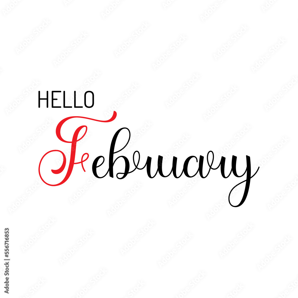 Hello February lettering. Elements for invitations, posters, greeting cards. Seasons Greetings. Eps10 vector illustration. Hello February lettering. Elements for invitations, posters, greeting cards. Seasons Greetings. Eps10 vector illustration.