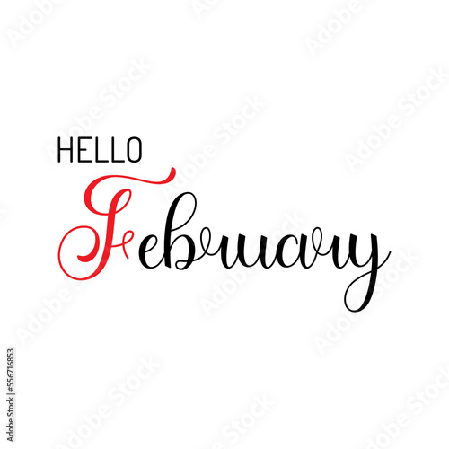 Hello February lettering. Elements for invitations, posters, greeting cards. Seasons Greetings. Eps10 vector illustration.
