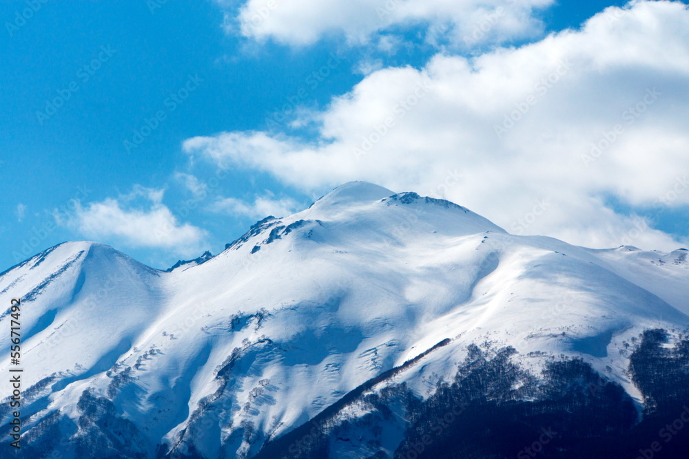 Snow-capped upper part of Mt. Iwaki
