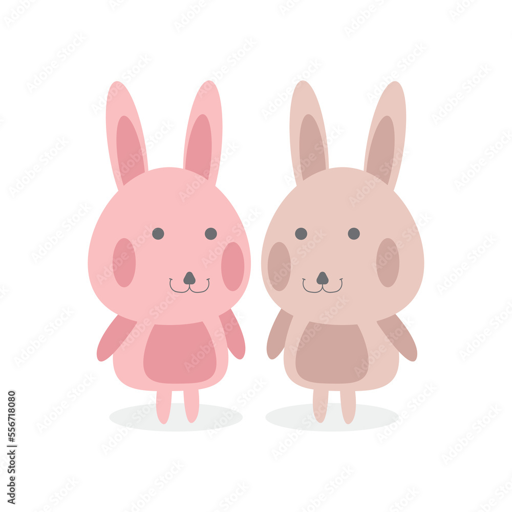 Cute cartoon rabbit bunny couple. Happy easter day. Vector illustration. Cute cartoon rabbit bunny couple. Happy easter day. Vector illustration.