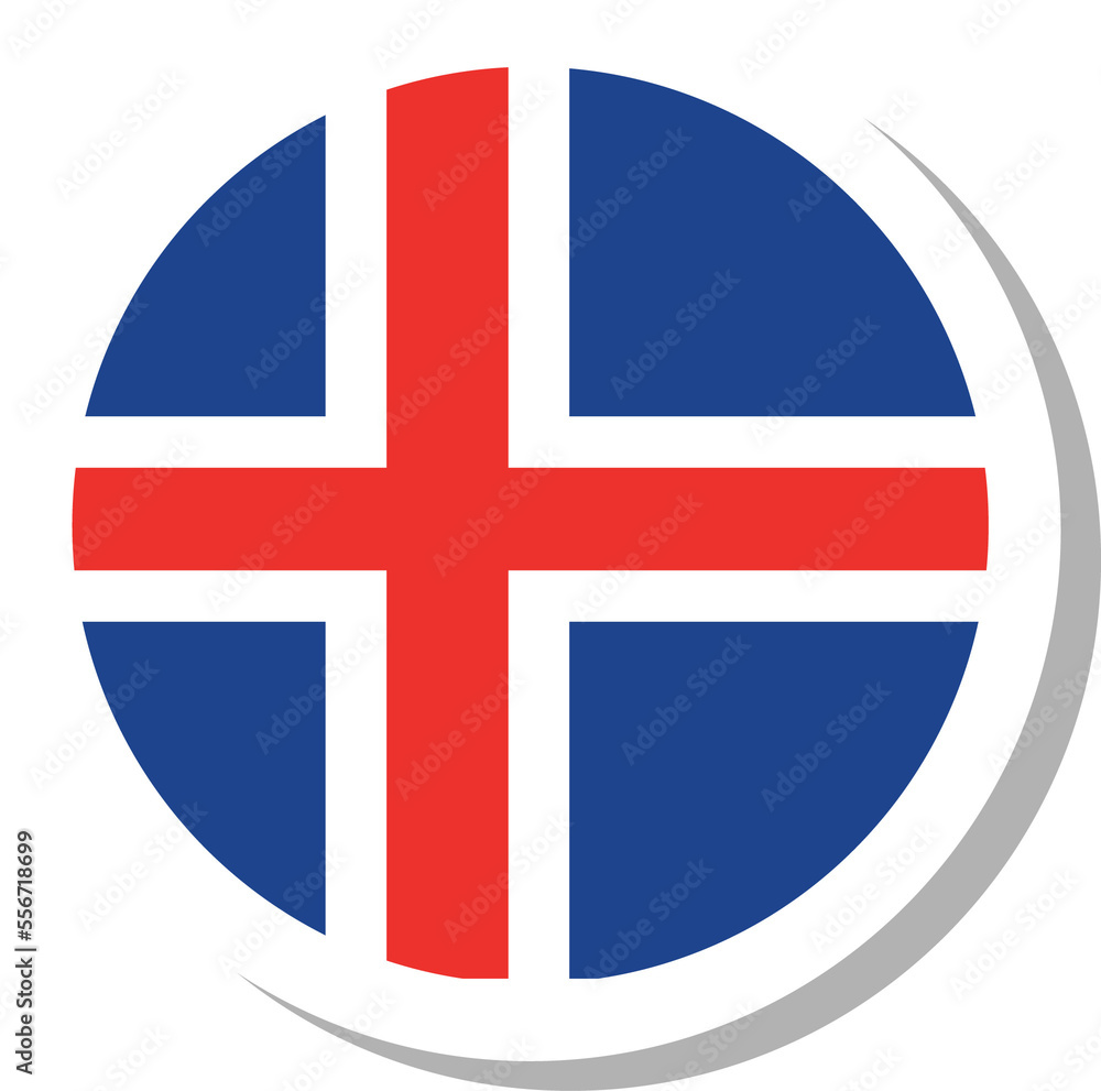 Iceland flag circle shape, flag icon. Iceland flag circle shape, flag icon.