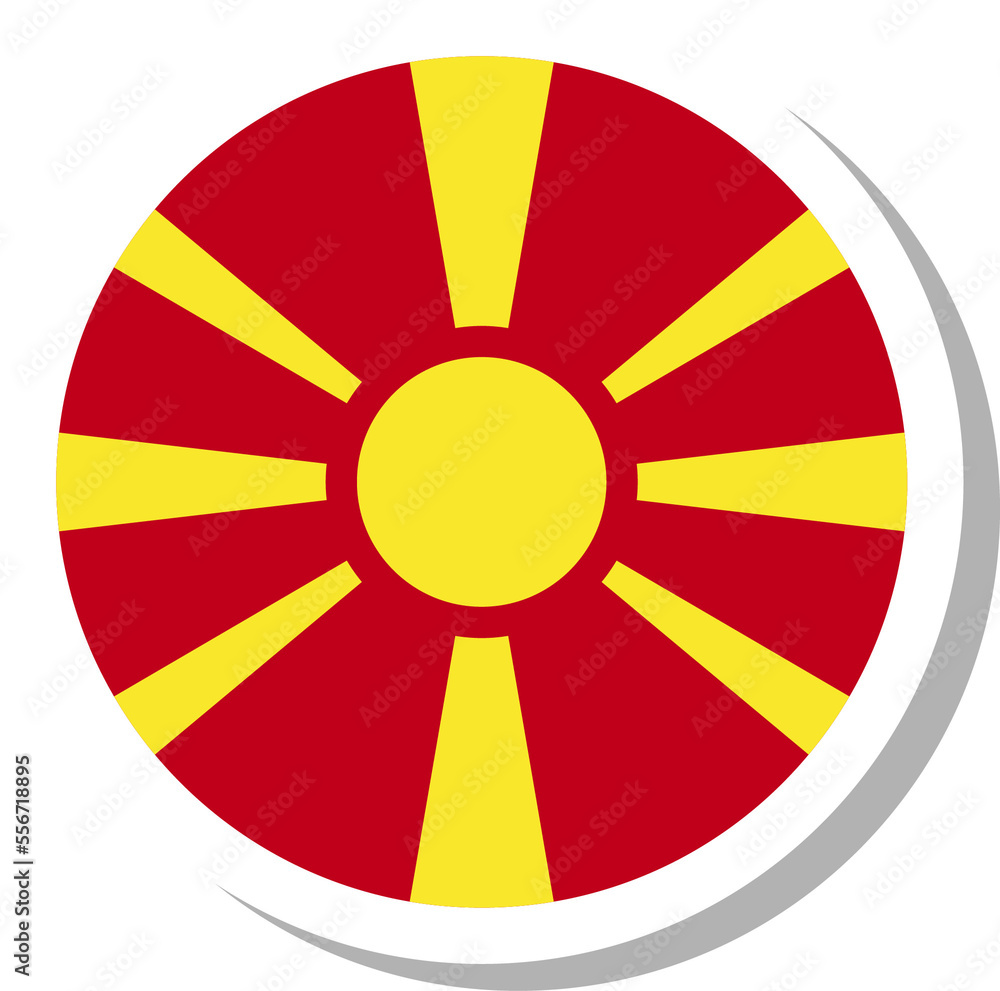 North Macedonia flag circle shape, flag icon. North Macedonia flag circle shape, flag icon.