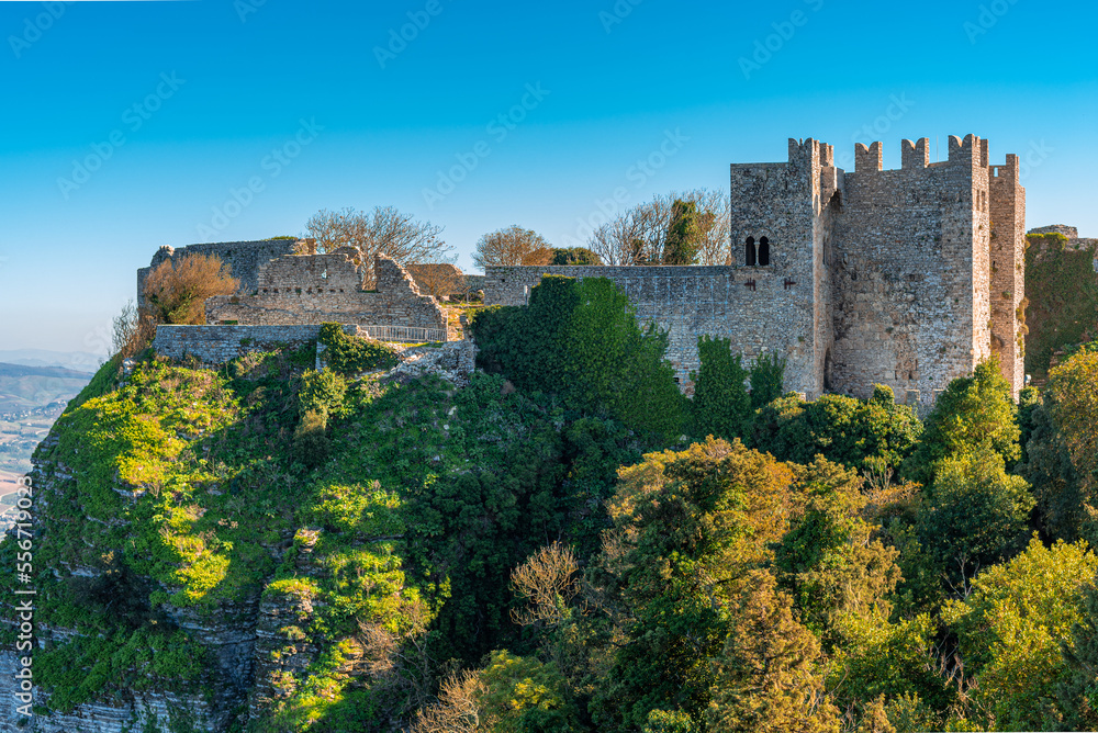 The Castle of Venere, a 12th century Norman castle on a steep cliff in the southeast of the summit of Mount Erice in the same named town. The castle is built on the ruins of a Phoenician-Roman temple