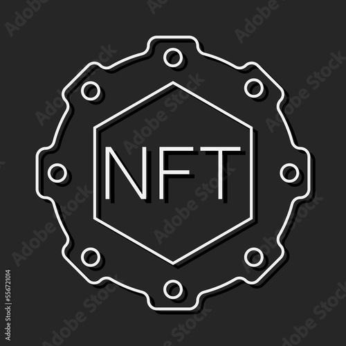 NFT,Non-fungible token with frame art icon vector graphic
