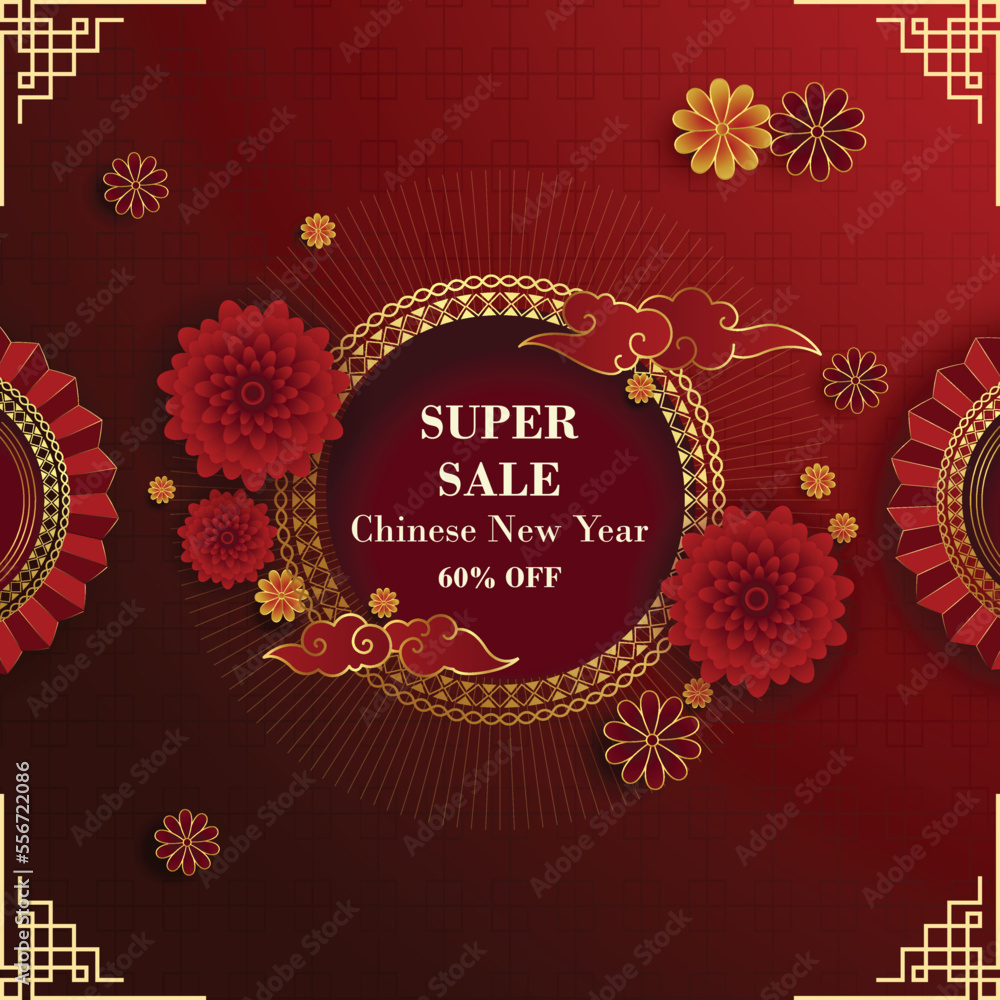 Chinese new year banner background design with illustration Chinese new year banner background design with illustration
