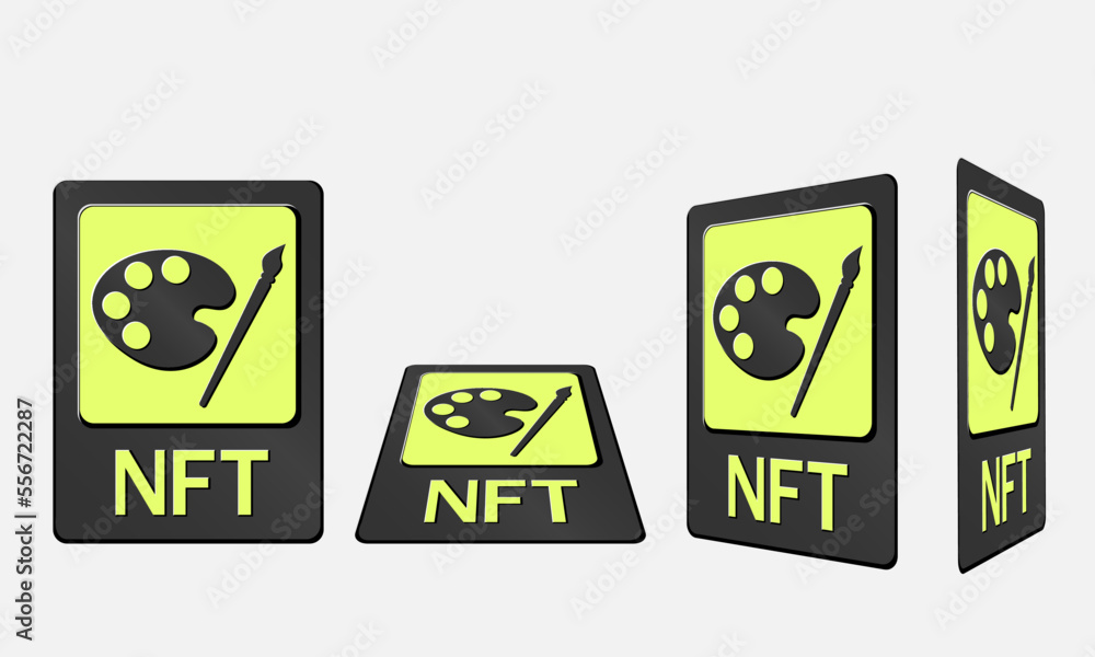 3D token NFT cards in crypto artwork. NFT card with art in perspective, top view in isometric and frontal view. Non-fungible token with information from the blockchain. ERC20. Vector 3D token NFT cards in crypto artwork. NFT card with art in perspective, top view in isometric and frontal view. Non-fungible token with information from the blockchain. ERC20. Vector
