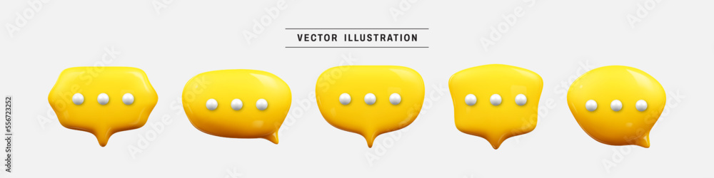 Fototapeta premium Speech bubble 3d icon set. realistic design elements collection. vector illustration in cartoon minimal style