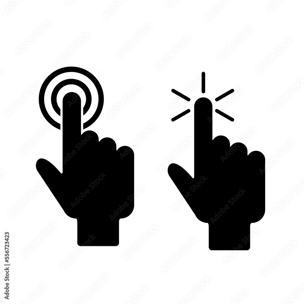 Fototapeta premium Finger Double Click Device Control - Vector Illustration Black Silhouette Design Logo