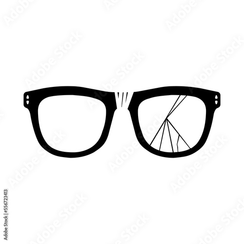 Broken Glasses - Vector Illustration Black Silhouette Design Logo