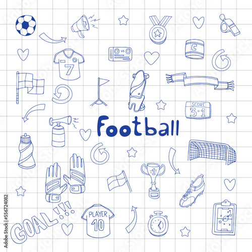 Soccer Football Famous Sport Traditional Doodle Icons Sketch Hand Made Design Vector
