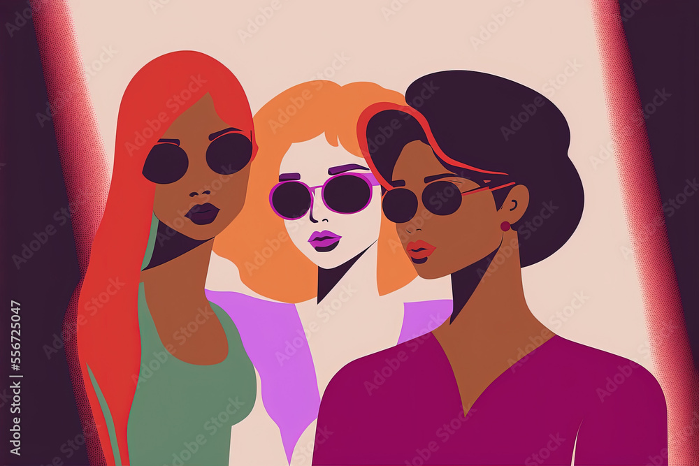 Group of friends, girlfriends, flat vector style, CMYK pastel colors, illustration made with Generative AI
Group of friends, girlfriends, flat vector style, CMYK pastel colors, illustration made with Generative AI
