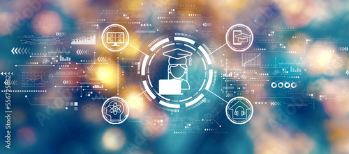 Wallpaper Mural Distance learning theme with blurred city lights at night Torontodigital.ca