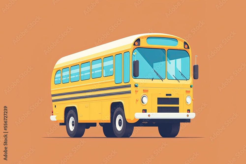 Cute school bus, flat vector style, CMYK pastel colors, illustration made with Generative AI
Cute school bus, flat vector style, CMYK pastel colors, illustration made with Generative AI