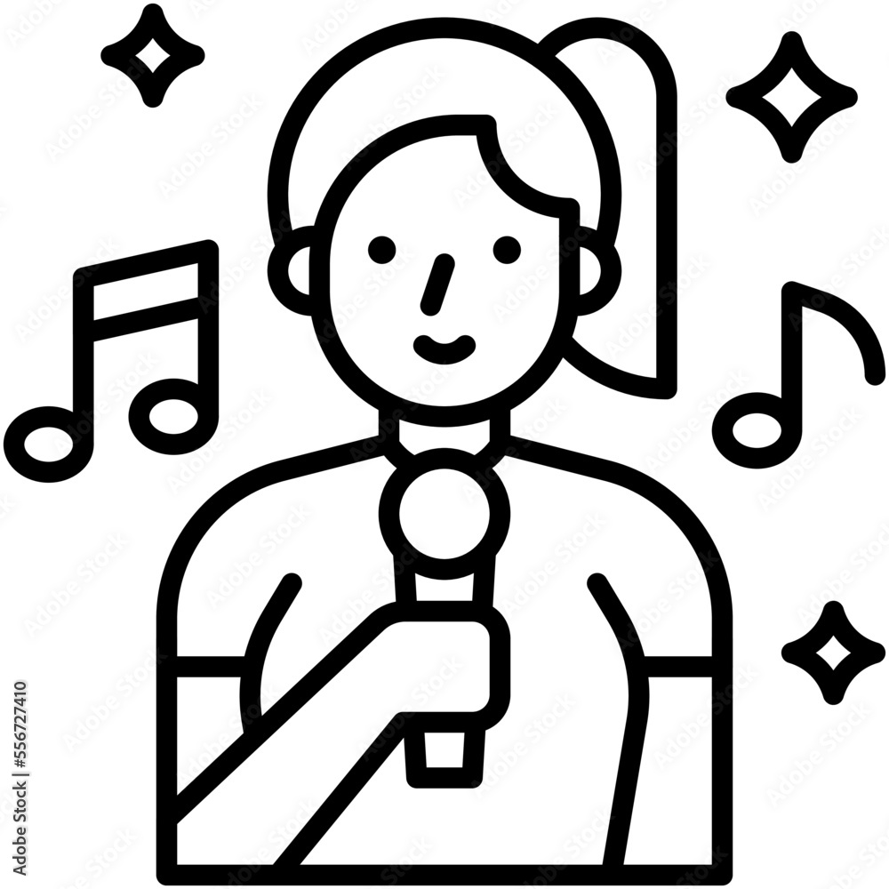 Female singer icon, New year realated vector Female singer icon, New year realated vector