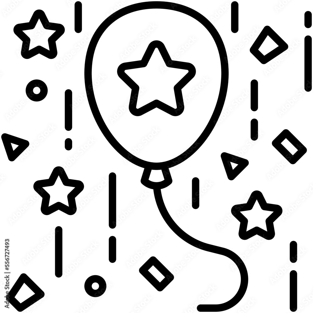 Balloon and confetti icon, New year realated vector Balloon and confetti icon, New year realated vector