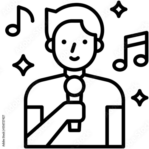 Male singer icon, New year realated vector
