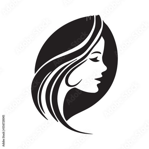 Vector logo design for beauty salon or hair salon or cosmetic design. Abstract Woman Portrait female silhouettes vector illustration