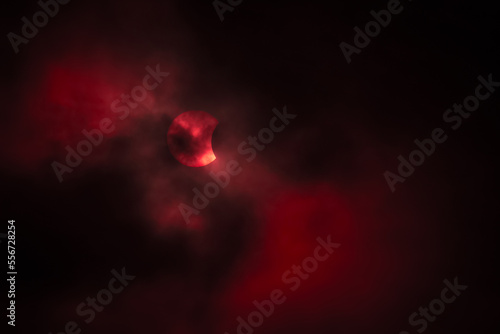 Photography apocalypse, bloody sky