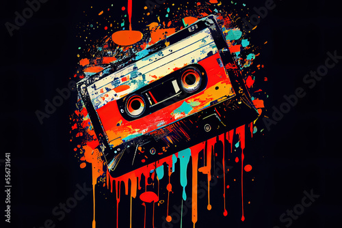 Slika na platnu Voka art, Art painting, music cassette in the style of pop art
