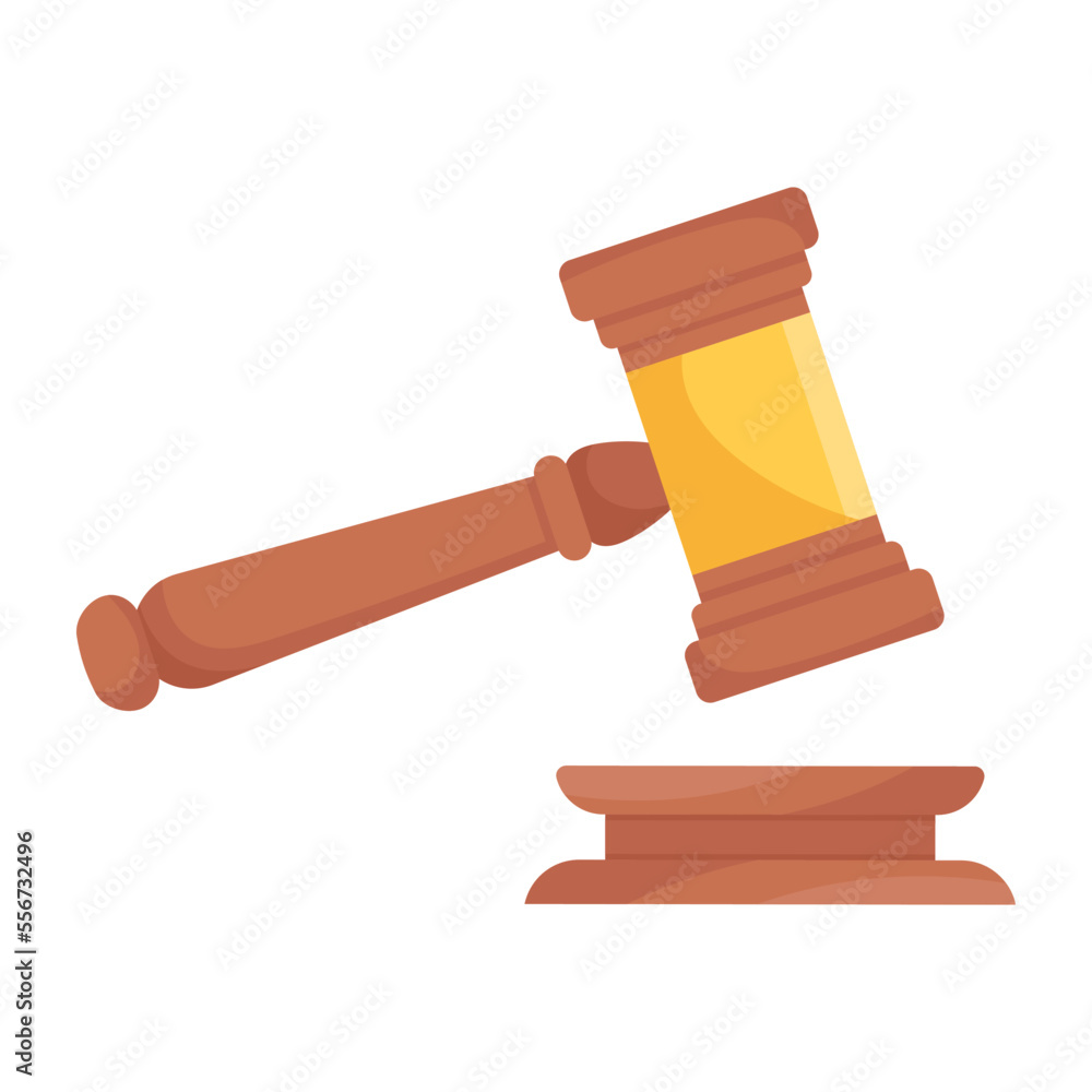 Bidding hammer icon in a flat style Bidding hammer icon in a flat style