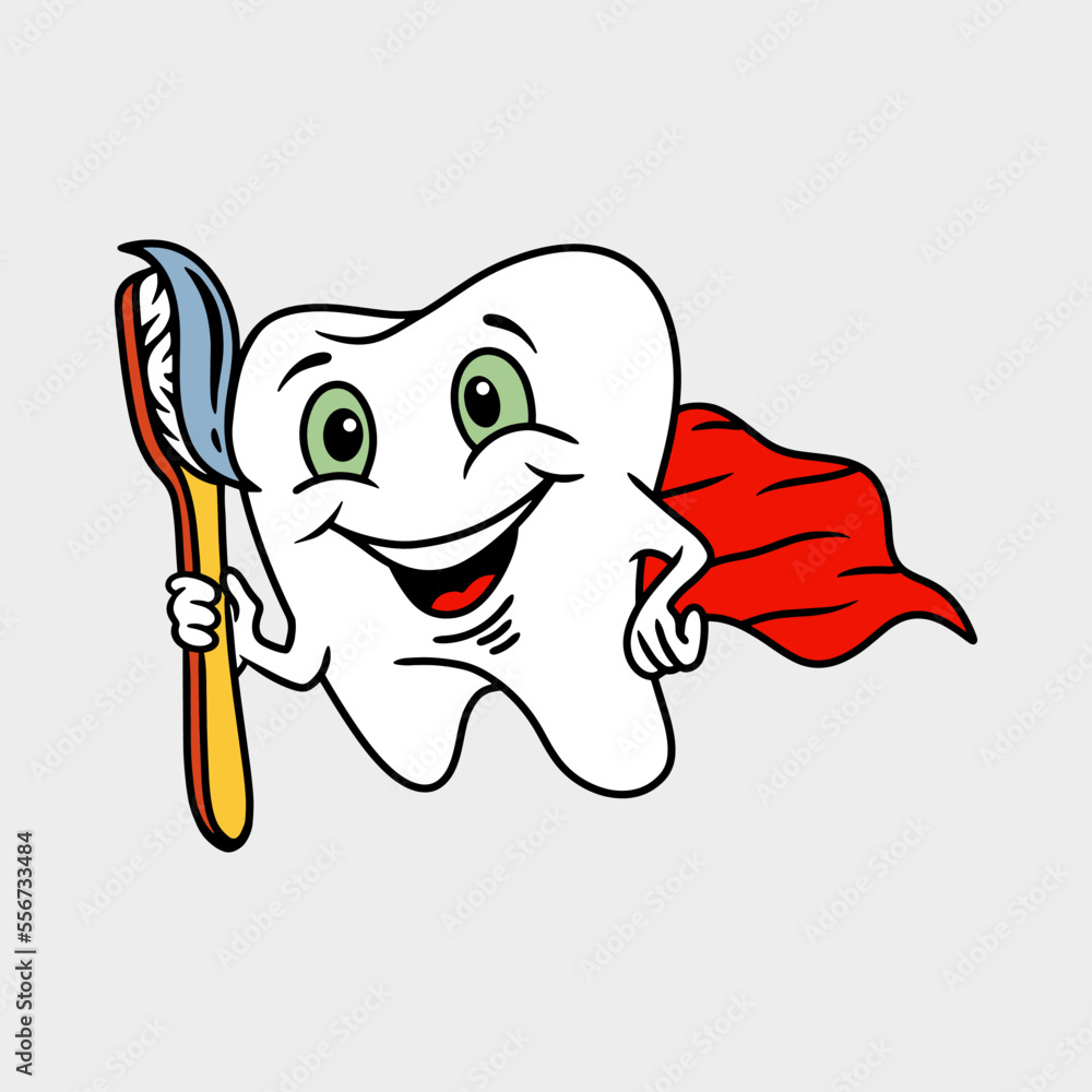 Obraz premium Teeth health care concept with cartoon characters