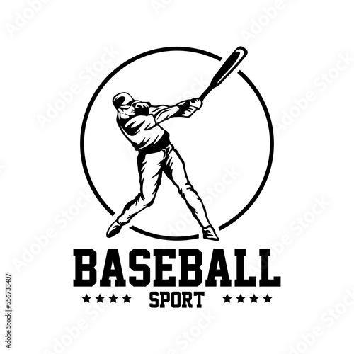 Hand drawn flat design baseball logo