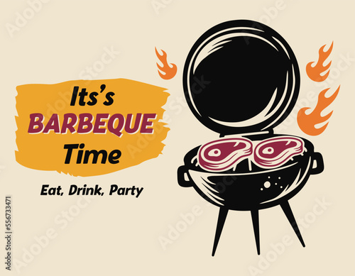 Barbecue posters. bbq time. barbecue party. vintage poster