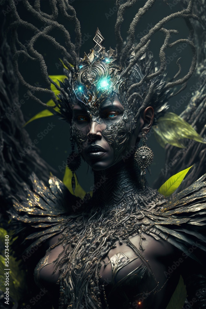 Generative AI Beautiful depiction of a powerful woman Inca goddess.