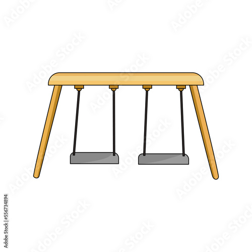 Cartoon swing for park or garden. Flat vector illustration isolated on white. 