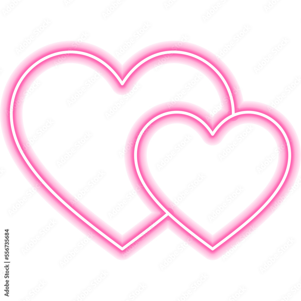 Couple Hearts Neon Sign. Illustration of Love Promotion.