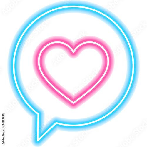 Love Speech Bubble Neon Sign. Illustration of Romence Promotion. photo
