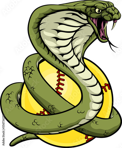 A cobra snake animal softball sports team cartoon mascot
