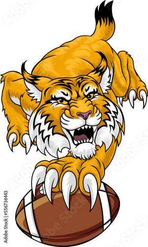 A wildcat or bobcat animal American football sports team cartoon mascot