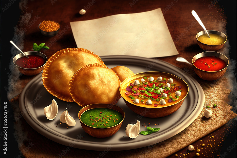 The Traditional Indian Spicy Street Food Gol Gappa or Pani Puri - obrazy, fototapety, plakaty 