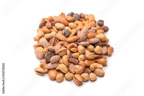  A group of almonds, pistachios, walnuts, macadamia, cashews. © Nikolay